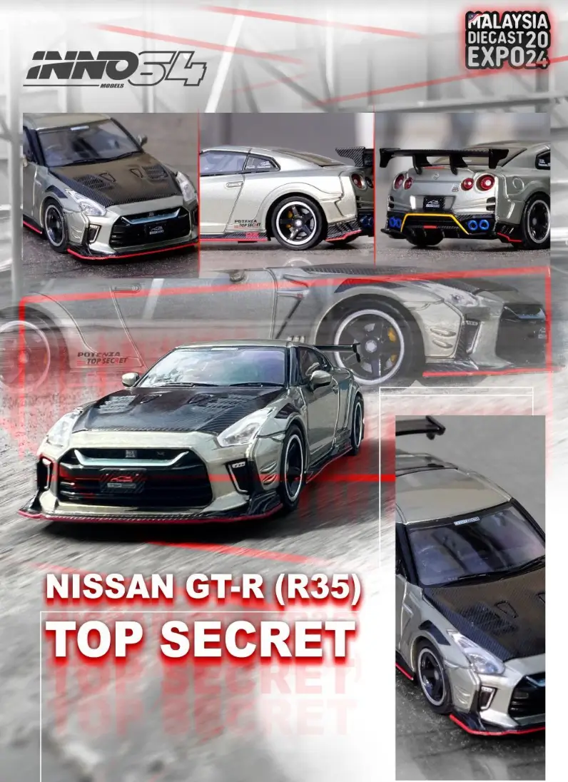 QQ20240607151641__99446 Nissan Skyline GT-R (R35) Top Secret grey/black - INNO MODELS 1/64 - Image 1