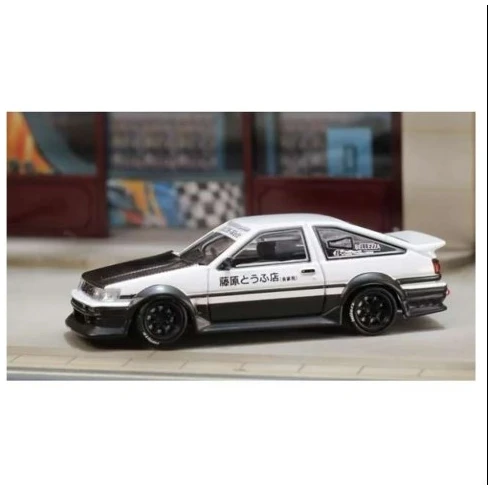 a86 Toyota RWB AE86 black hood black/white - street warrior 1/64 limited edition - Image 1