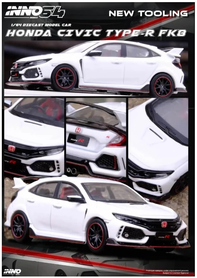 honda Honda Civic Type-R (FK8) white - INNO MODELS 1/64 - Image 1