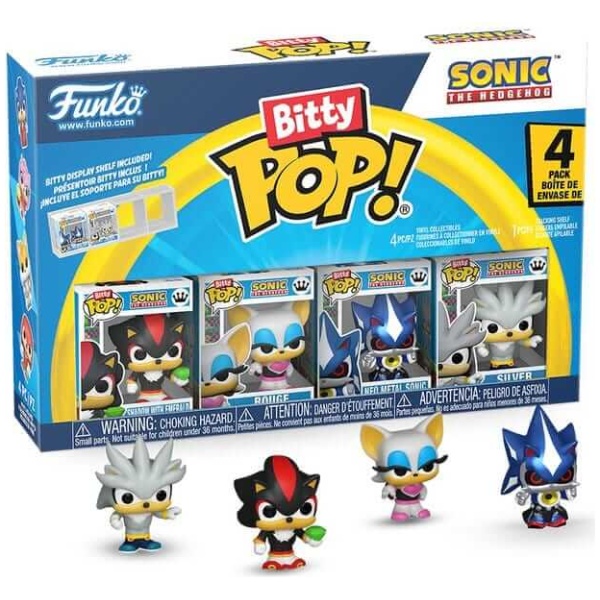 Funko Bitty Pop! 4-Pack: Sonic The Hedgehog - Shadow with Emerald, Rouge, Neo Metal Sonic, Silver