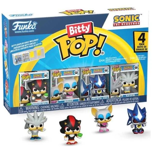 Funko Bitty Pop! 4-Pack: Sonic The Hedgehog - Shadow with Emerald, Rouge, Neo Metal Sonic, Silver
