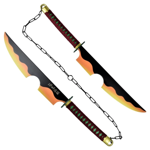 DEMON SLAYER DOUBLE SWORDS COSHPLAY - TENGEN UZUI STEEL BLADES 79CM
