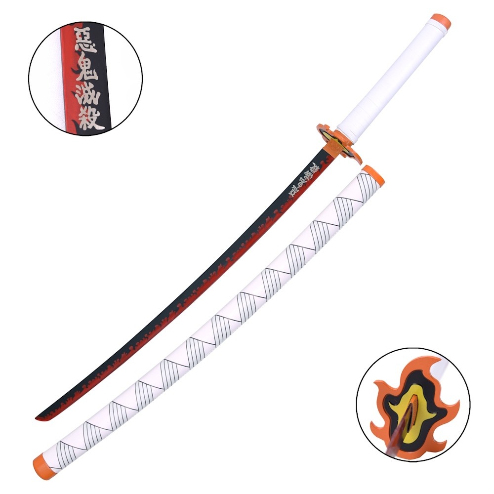 ornamental-katana-zs656 DEMON SLAYER REPLICA CARBON STEEL SWORD – KYOJURO RENGOKU KATANA 98cm - Image 1